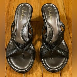 Cole Haan Women’s Black Sandals - Snakeskin print Size 9
